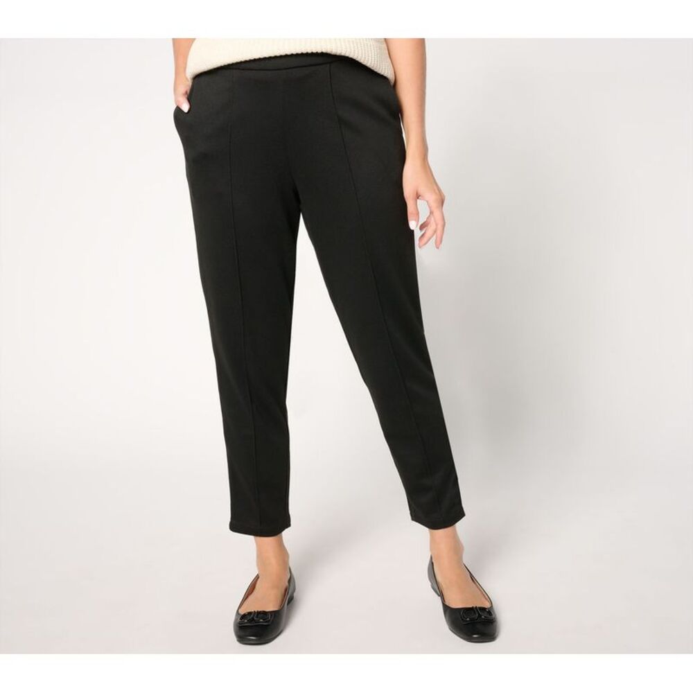 Studio Park Women's Petite Pants 3XP Knit Jacquard Pull-On Pant Black A665845